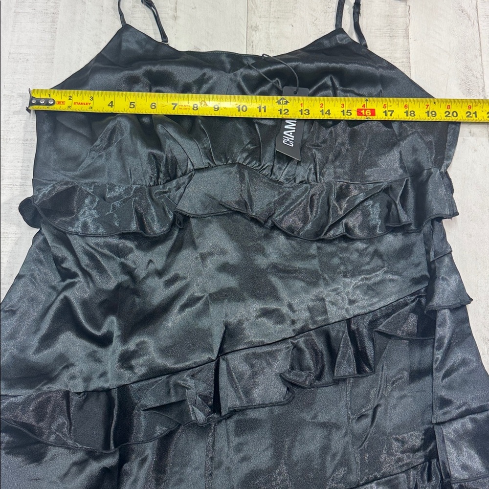 Plus Size Satin Maxi Dress for Women All Over Ruffle Cami Dresses - Picture 4 of 7
